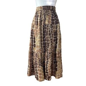 NEW Metro Wear Brown Crepe Abstract Print Flare Skirt Onesize